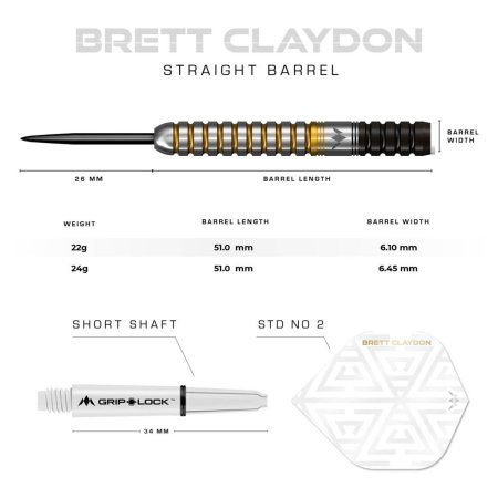 Mission Šípky Steel Brett Claydon - Black & Gold - 22g