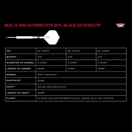Bull's NL Šípky Steel Kim Huybrechts - Black E2 - 25g