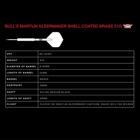 Bull's NL Šípky Steel Martijn Kleermaker - Coated Brass - 21g