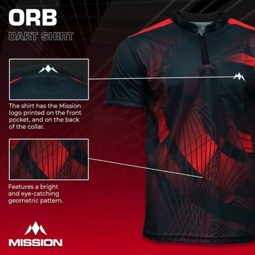 Mission Košeľa Orb - Black & Red - L