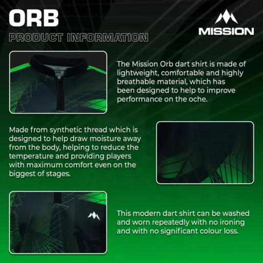 Mission Košeľa Orb - Black & Green - S