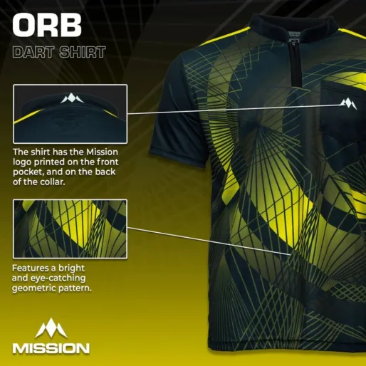 Mission Košeľa Orb - Black & Yellow - XL