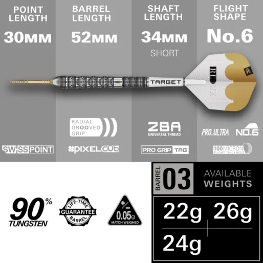 Target - darts Šípky Steel Redux 03 - Swiss Point - 24g