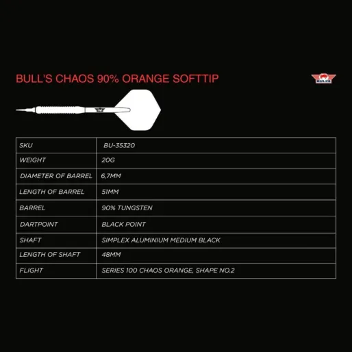 Bull's NL Šípky Chaos - Orange - 20g